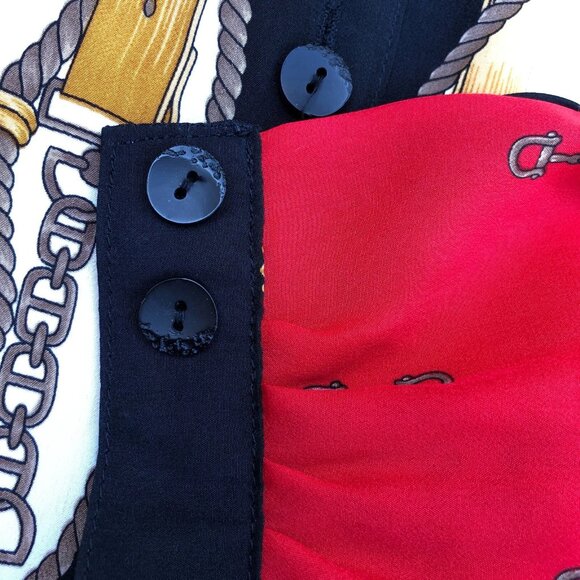 VTG LADY Blouse Top Button Shirt Women's 1X Korean Long Sleeve Red - Picture 5 of 7